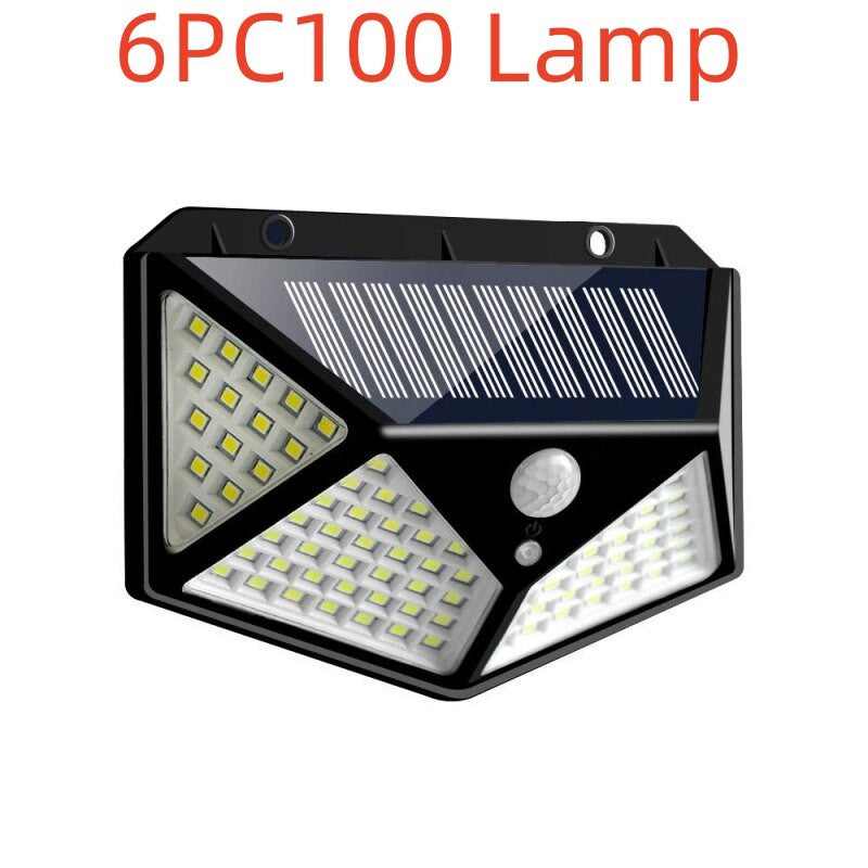 100LED solar wall lights with motion sensor for outdoor lighting and energy efficiency